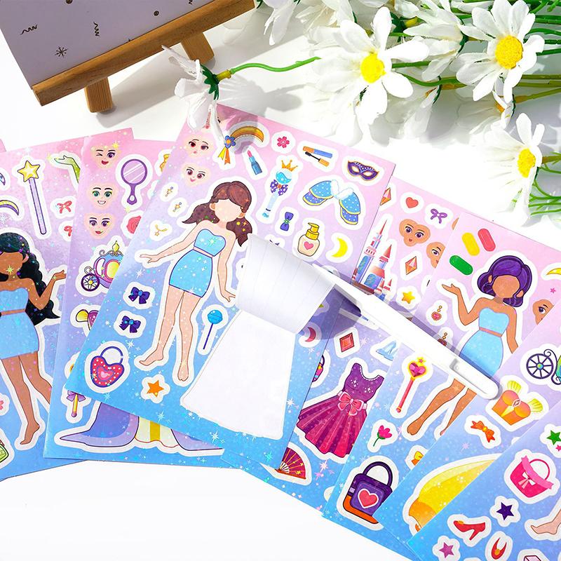 8Pcs Diy Stickers Puzzle Face Changing Stickers Animal Assemble Game Montessori Cognition Educational Toys For Children Kids
