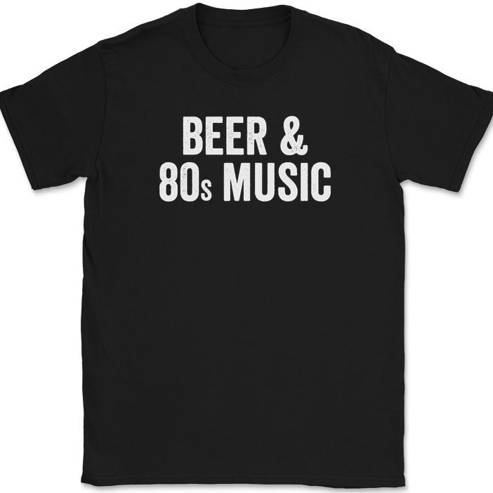 

Beer and 80s Music T-Shirt Funny Drinking Tubular Radical Rock Text Tee 4XL