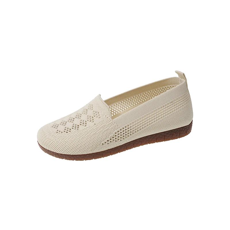 

Модные летние сетчатые дышащие туфли на плоской подошве для женщин, дышащие кружевные повседневные мокасины, удобные повседневные легкие женские туфли, размер 35-43 40 бежевый