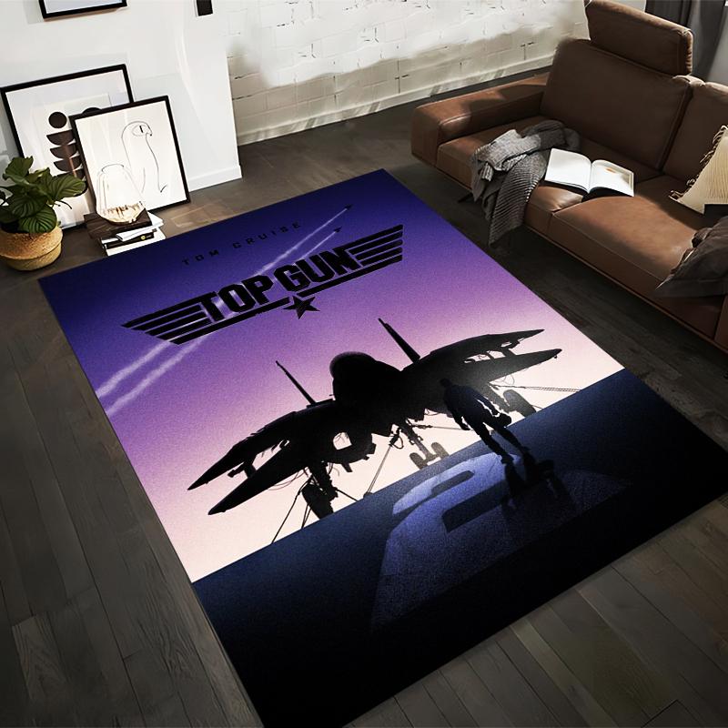 

Top Gun Themed Carpet with Plane Silhouette and Purple Gradient Suitable for use as an anti-slip for living room bedroom sofas 40x60cm( 15x23in )