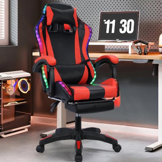 Gaming-Stuhl mit Bluetooth-kompatiblen Lautsprechern und RGB-LED-Leuchten Ergonomischer Massage-Computer-Gaming-Stuhl mit Höhenverstellung