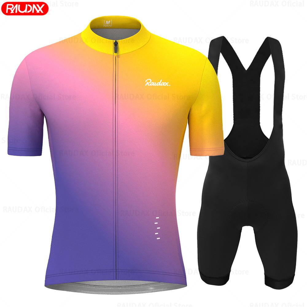 2026 Raudax Sommer Radtrikot Kurzarm Set Jugend Trikot Radsportbekleidung Atmungsaktiv Mountainbike Bekleidung MTB Fahrrad Kleidung
