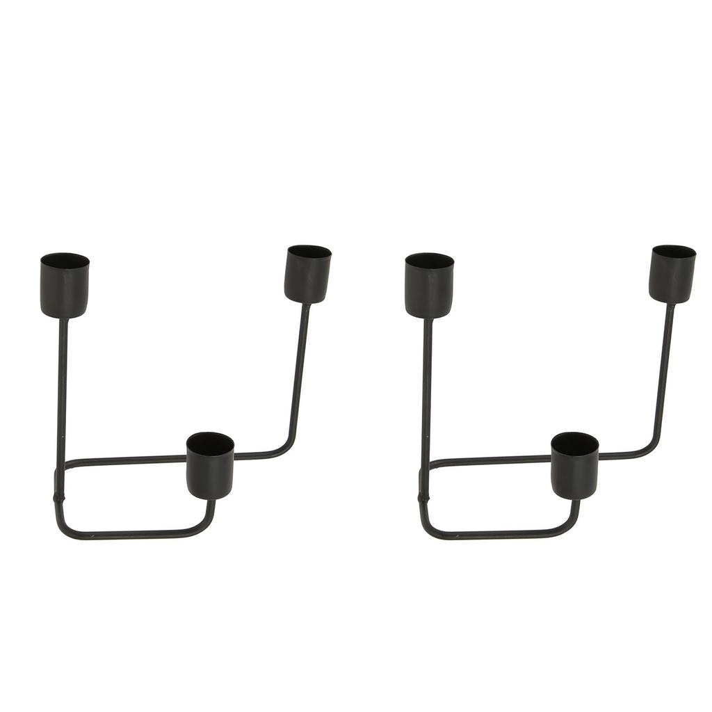 2 Stück 3-armiger Kerzenhalter Schwarz Schlichter Moderner Kerzenständer Dekorativer Kandelaber für Hochzeit