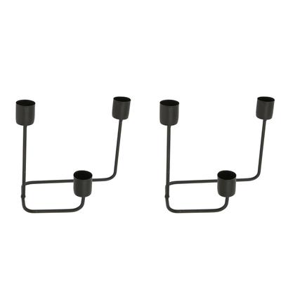 2 Pcs 3 Arm Candle Holder Black Simple Modern Candlestick Holder Decorative Candelabra for Wedding