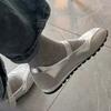 Punkt zweites Haar! Leder Klettverschluss Retro Silber Ballett Einzelne Schuhe Damen Neu Vielseitig Nische Mary Jane Schuhe Frühling