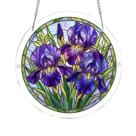 

Stained Glass Style Puzzle Suncatcher, DIY Acrylic Jigsaw Puzzle for Adult, Colorful Window Hanging Ornaments for Home Garden Decor B