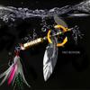 Double Blade Metal Fishing Lure Spoons for Saltwater Bass Trout Salmon with Reflective Feathers