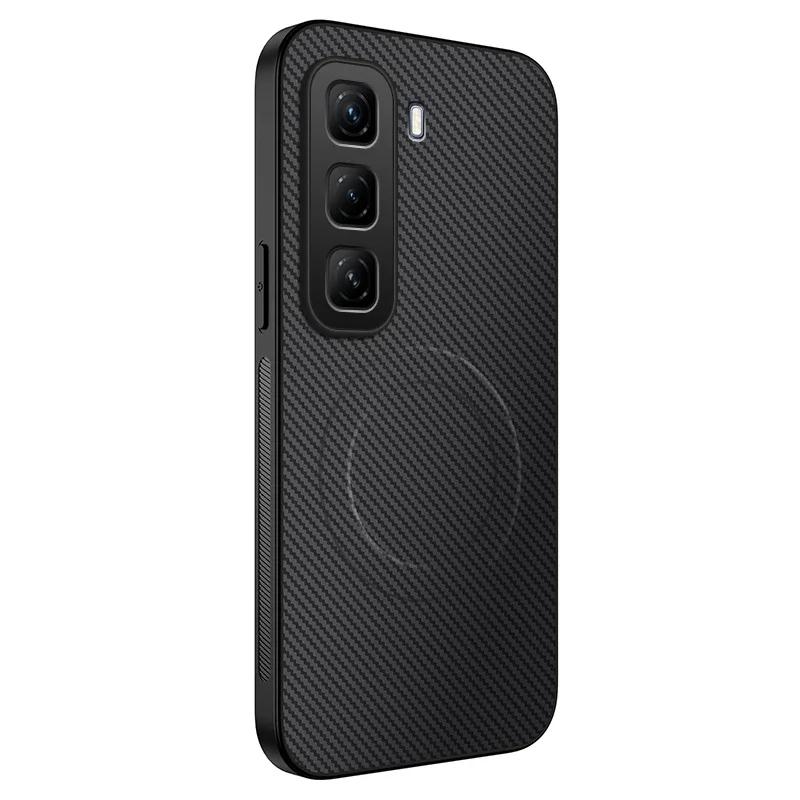 Carbon Fiber Texture Phone Case For Infinix HOT 50i 50 Pro Plus 4G 5G Magnetic Wireless Charging Silicone Soft Back Cover Cases