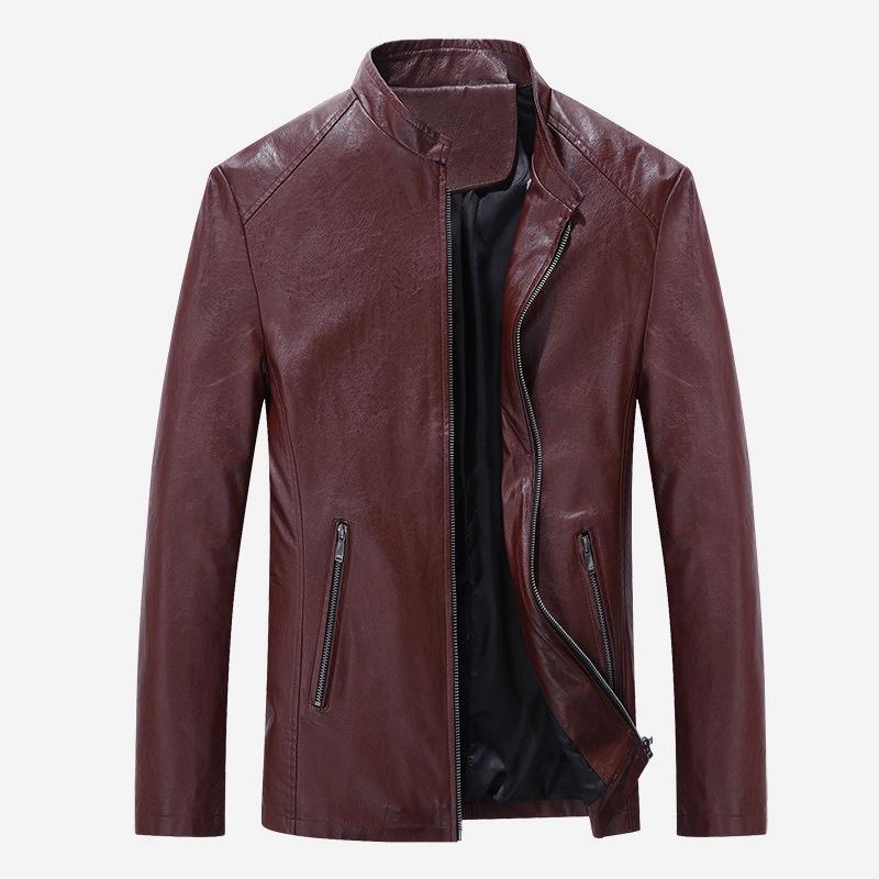 Men's Motorcycle Pu Leather Jacket Slim Fit Zip Up Classic Retro Outwear For All Occasions