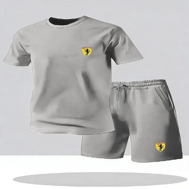 Summer Men's Short Sleeved Shorts Comfortable Sports Suit Men's Casual Round Neck T-shirt and Shorts Two-piece Set