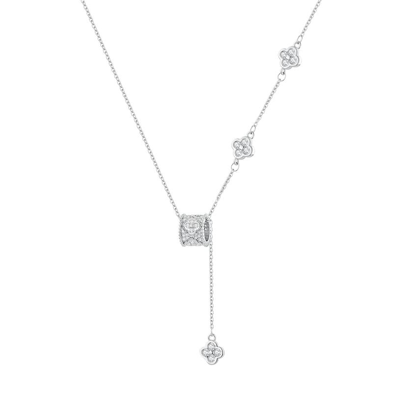 Barbie necklace Lucky four-leaf clover Korean geometric zircon necklace. Exquisite, sparkling, sweet and elegant. Niche design. Adjustable Ba2511003 серебряный
