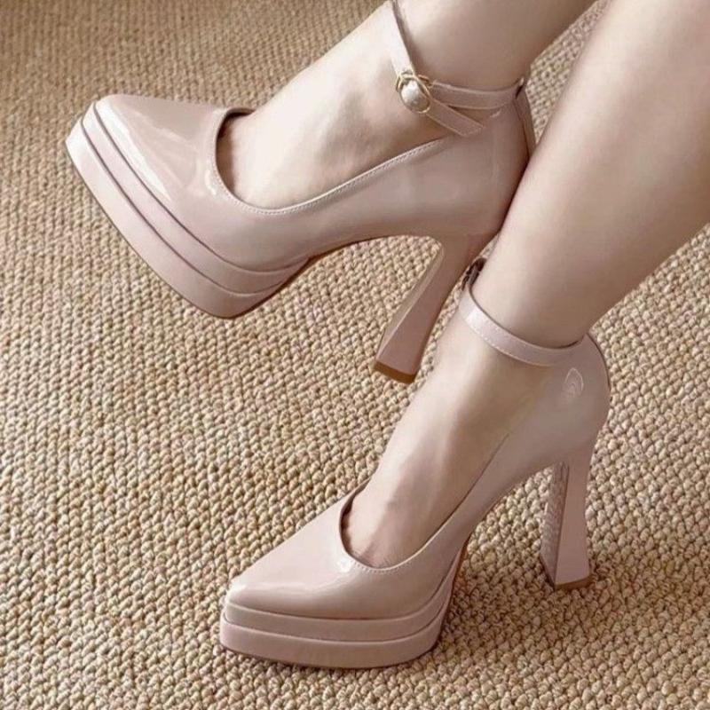 Fashion High Heels Women Mary Jance Shoes Pointed Toe Elegant Sandals Sexy Luxury Shoes 2025 Summer Designer Chunky Lolita Mujer Zapatos