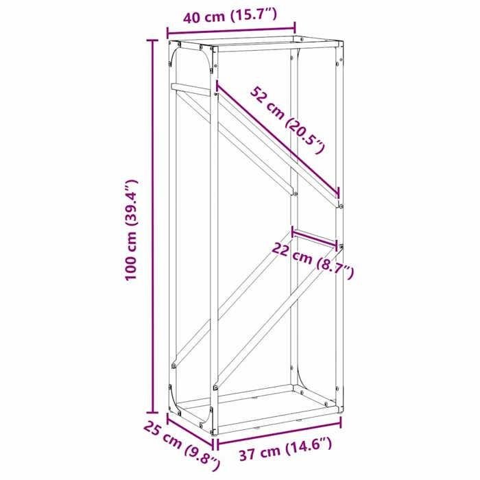 VidaXL Firewood Rack White 40x25x100 Cm, Fireplace Log Holder, Log Holder, Log Rack, 864332