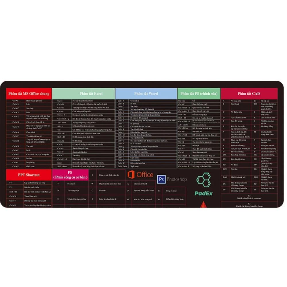 Multiple Languages Office Shortcuts Mouse Pad Large Extended Excel Powerpoint Word Software Gaming Desk Keyboard Mousepad