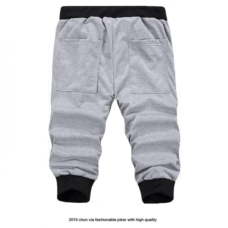 Mens Slim Fit 7/8 Length Casual Pants Solid Color Cotton Blend Stretch Trousers Youth