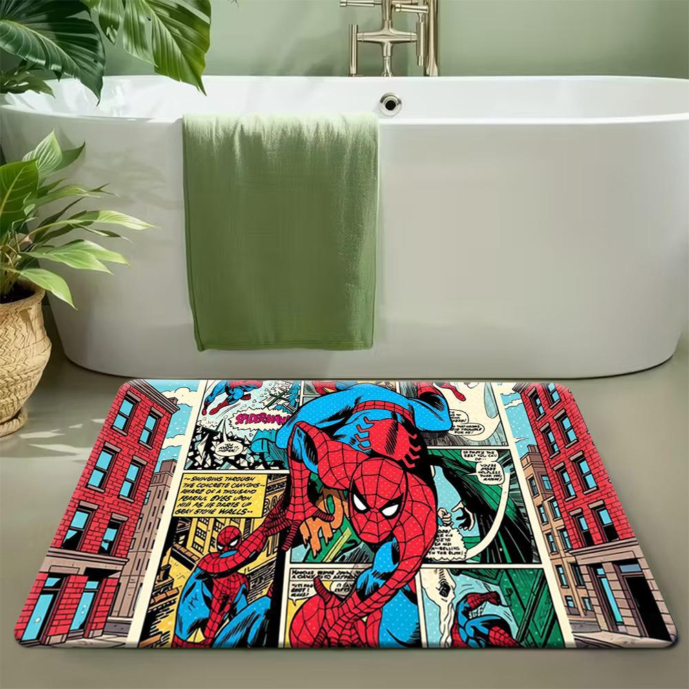 1pc of Marvel Spider- Themed Printed Mat, a Rectangular Rug Made of Machine-Washable Flannel, Suitable As a Decorative Door Ma