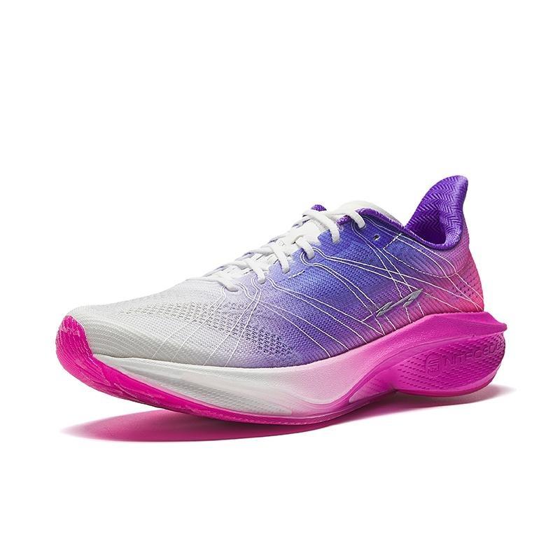 Anta Mach 4 Pro V2 Men Low-top Running Shoes NitroTech Parametric Design Liquid Anti-slip Rubber Outsole White/blue/purple 112535584-1