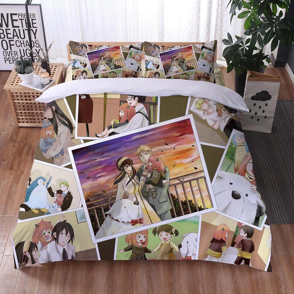 Anime Beautiful Girl Duvet Cover Set ,Cartoon Printed Patterned with Pillowcases, Soft Microfiber Quilt Covers for Girls
