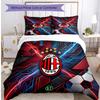 Ensemble de literie 3 pièces imprimé motif AC Milan Housse de couette et taies d'oreiller douces, respectueuses de la peau, lavables Ensemble toutes saisons Chambre à coucher