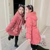 Winter Girls Jacket Warm Windproof Outerwear Hooded Zipper Fur Collar Princess Coat Kids Clothes