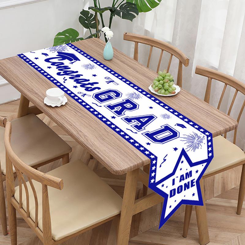 1PC Party Decor Table Decor Polyester Tablecloth Happy Graduation Graduation Theme Table Runner