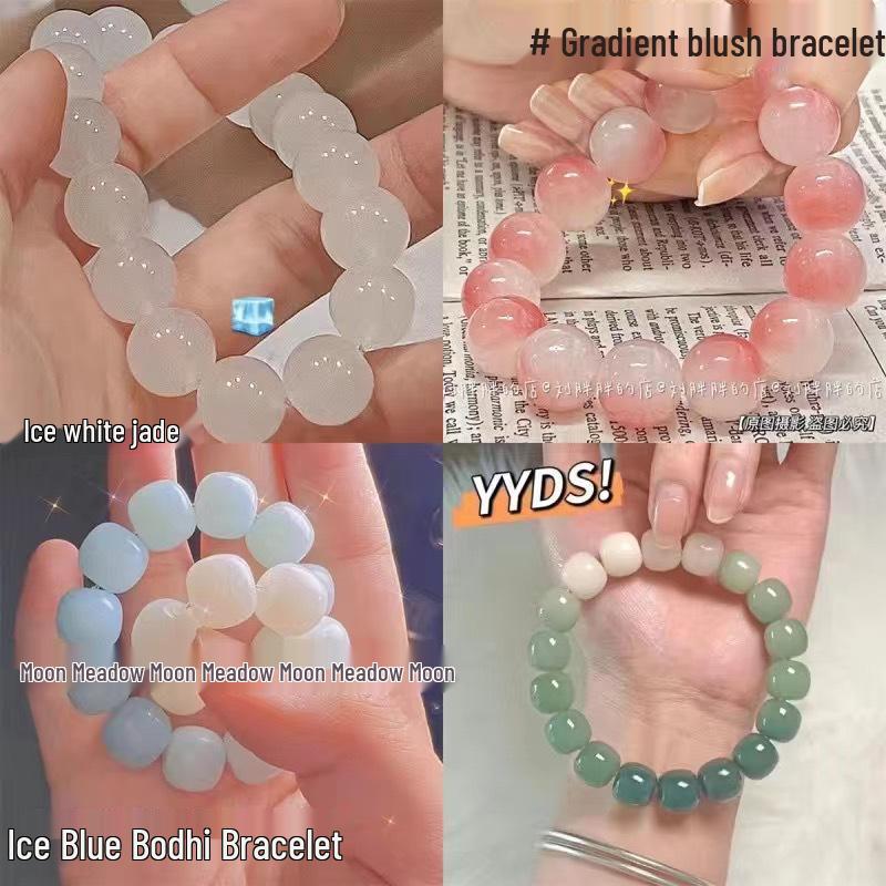 

Xiaohongshu Gradient Pink Buddhist Beads Bracelet - Soft Wrap-Around Design for Girls
