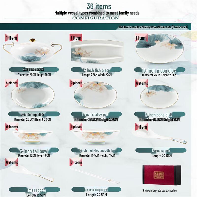 Peach Blossom Premium New Chinese Ceramic Dinnerware Set