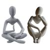 Abstrakt Tänkare Staty Sitta i Meditation Figur Skrivbordsfilosof Figurin för Hem Bokhylla Skåp Dekoration