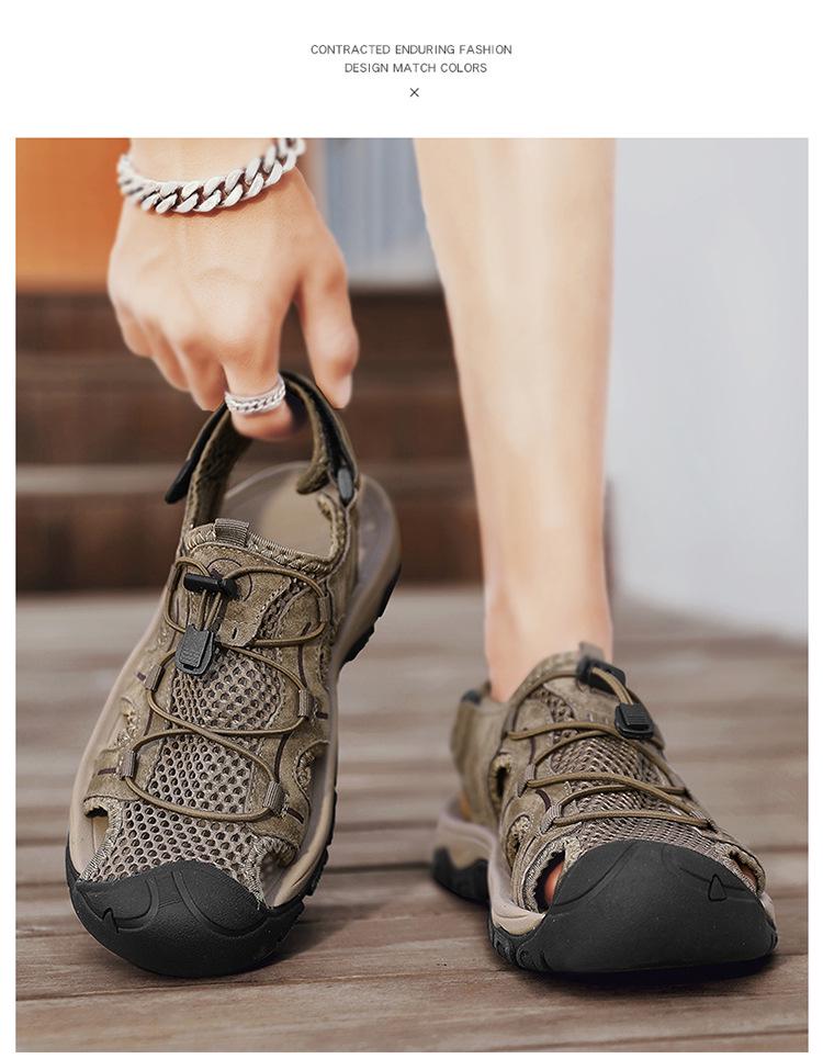 Men's 2024 Breathable Outdoor Sandals, Non-Slip Sport Beach Shoes with Hollow Design, Large Sizes Available