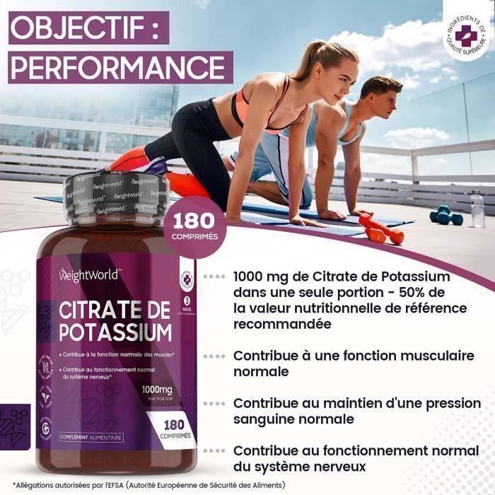 Citrate de potassium 1000mg - 180 comprimés vegan hautement dosés (3 mois)