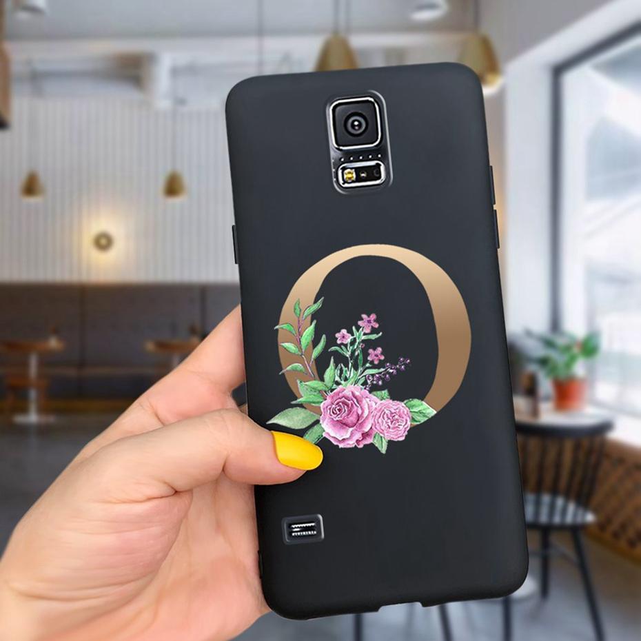 For Samsung Galaxy S5 I9600 Phone Case Flower Initial Alphabet Case For Samsung S5 Neo S 5 G900 G903F SM-G900F Soft Silicon Case