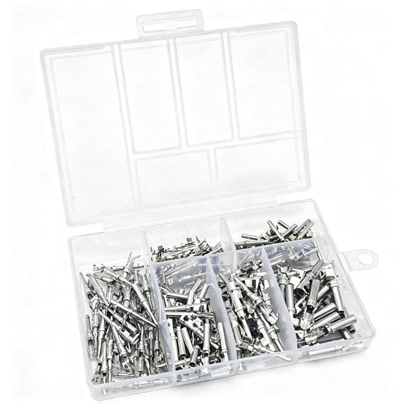 Metal Automotive Connector Terminals Assortment, 180-Piece Male and Female Assortment for Vehicle Circuit Repair, Wiring Work, and Routine Maintenance