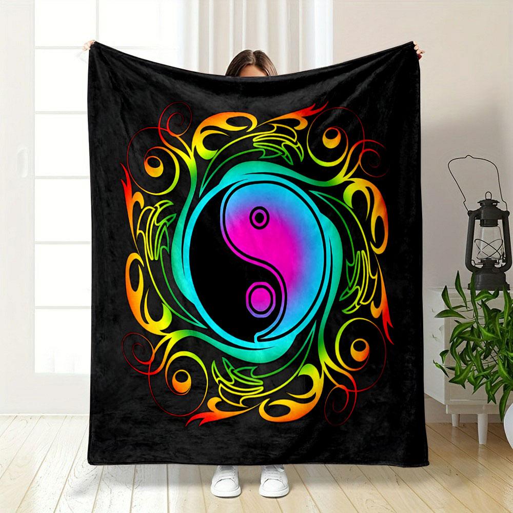 "Rainbow Yin-Yang Mandala Design" print blanket soft and cozy perfect for the living room bed sofa or a nap,gift