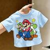 Super Marios Tshirt for Children Cartoon Anime Clothes Round Collar Clothing Short Sleeve Kid Summer Tee Top