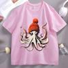 2026 Hot Sale Funny Octopus Wearing Beanie Retro T-Shirt Unisex Funny T Shirt 90s Graphic Tee Cotton Short Sleeve Male Tees Y2k Clothing Top