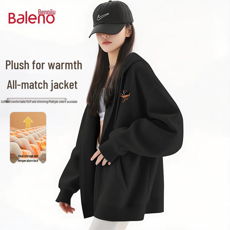 

Baleno Women s Plush-Lined Hooded Cartoon Print Cardigan L