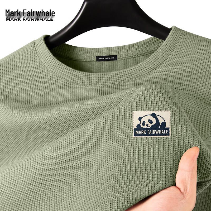 Mark Fairwhale Men's Panda Print Waffle Knit Long-Sleeve T-Shirt