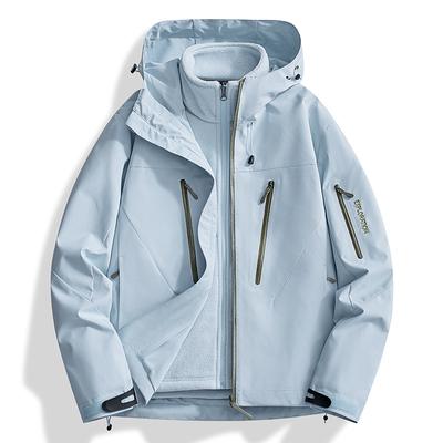 Alpinisme Extérieur Automne et Hiver Veste Homme et Femme Même Style Trois-en-un Couple à Capuche Combinaison d'Alpinisme Coupe-vent Imperméable