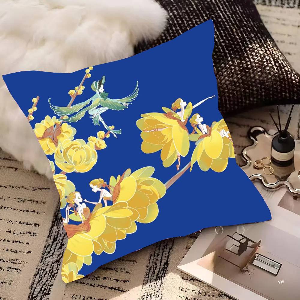Flower Fairy Pillow Case Fashion Square Pillowcase Bedroom Sofa Room Ins Decoration Leisure