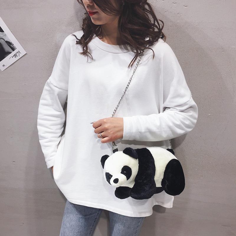 Cartoon Plush Doll Bag, Cute Panda Chain Messenger Bag, Student Ugly Cute Shoulder Bag.