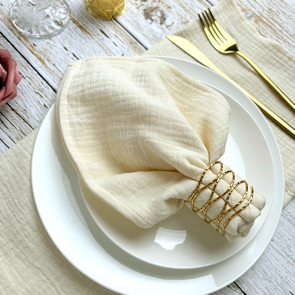 10PCS Cloth Napkins Boho Gauze Washable Cotton 16X16Inches for Wedding Baby Shower Bridal Shower Dinner Tea Party Easter Decorat