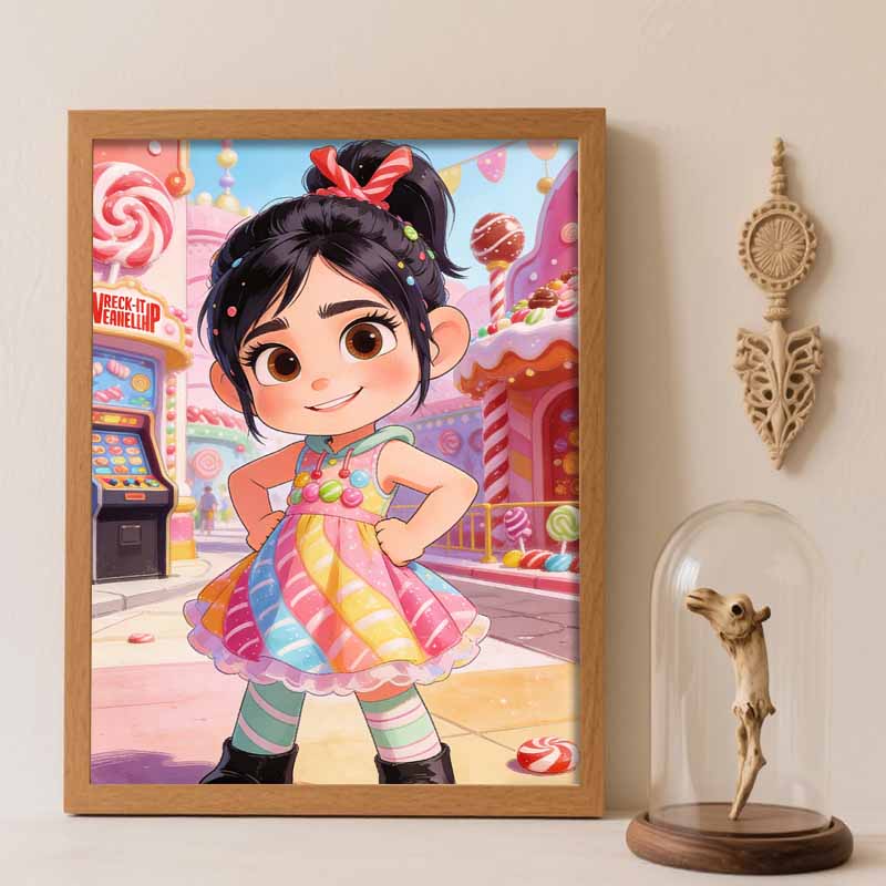 Disney Vanellope Von Schweetz Diamond Painting Art Kit Handmade DIY5D Home Decor Gift Round 20x30cm