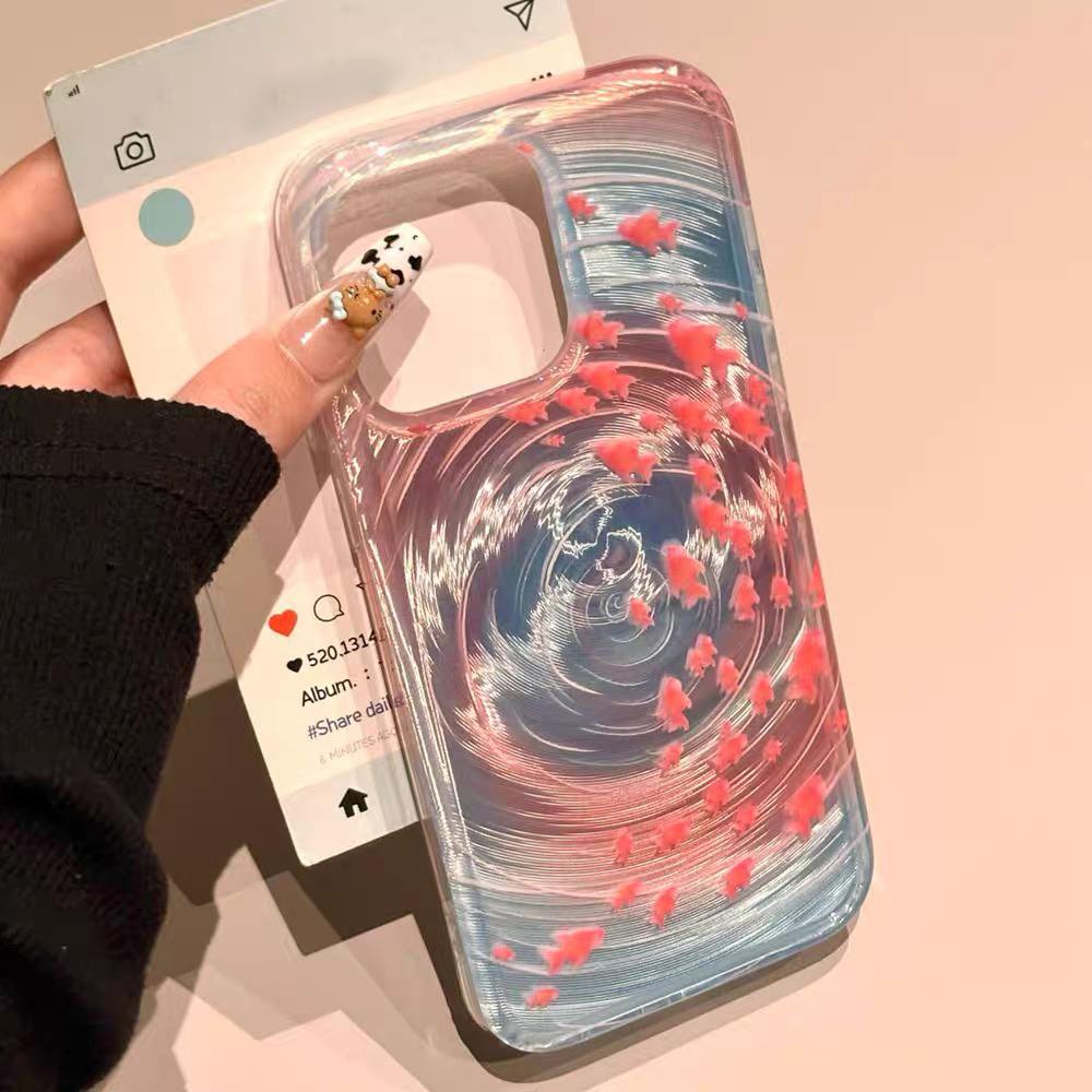 Laser Vortex Phone Case For IPhone 15 16 Pro Max 17 Air 14 11 13 12 13promax 15promax Fish Soft Funda Protective Cover