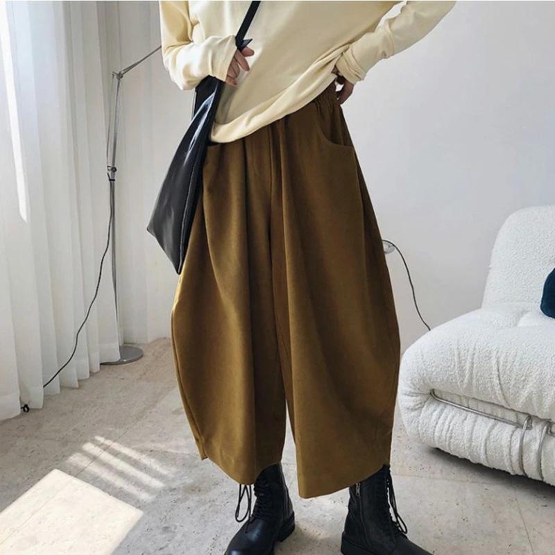 

6380# Женские ретро гаремные брюки-морковь - Весенне-осенние, свободного кроя для фигуры типа «груша» XL имбирный/жёлтый