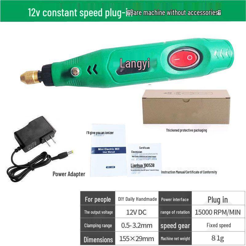 Electric Handheld Mini Grinder for Wood, Jade Carving & Polishing