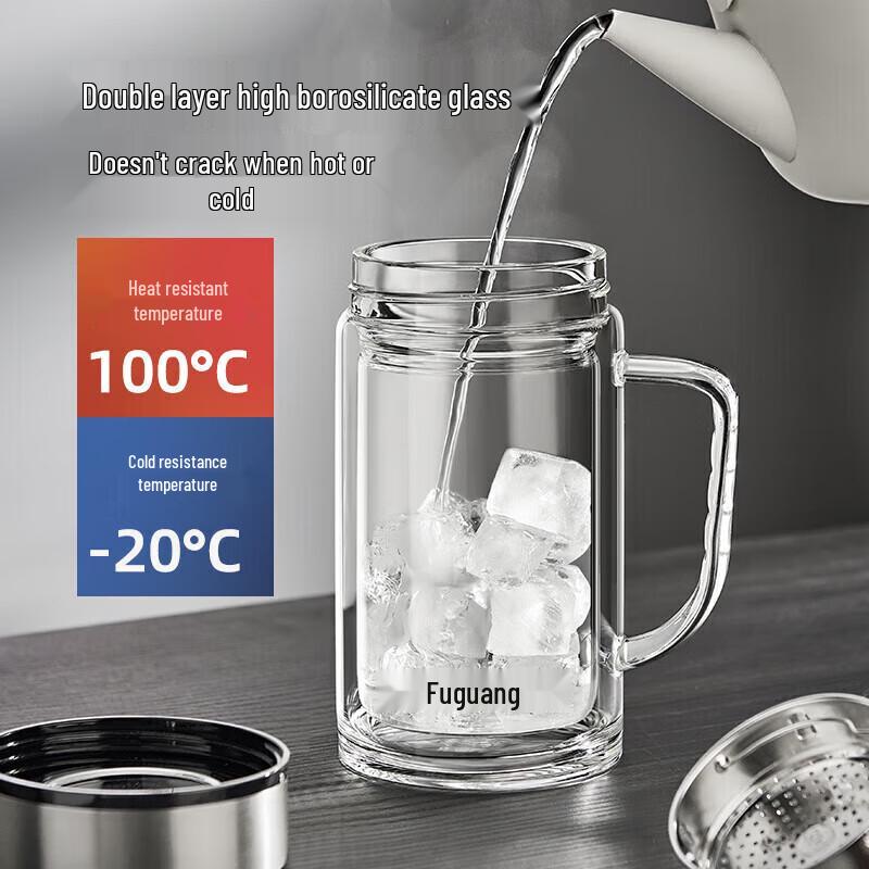 Fuguang Double-Layer High Borosilicate Glass Cup with Tea Infuser