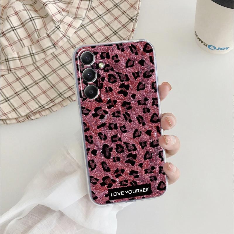 Leopard Mjukt Transparent Silikonfodral För Xiaomi Redmi Note 13 14T 15 Samsung A55 A35 S24 FE S25 iPhone Huawei Honor 200 Kameraskydd Stöttåligt Skydd