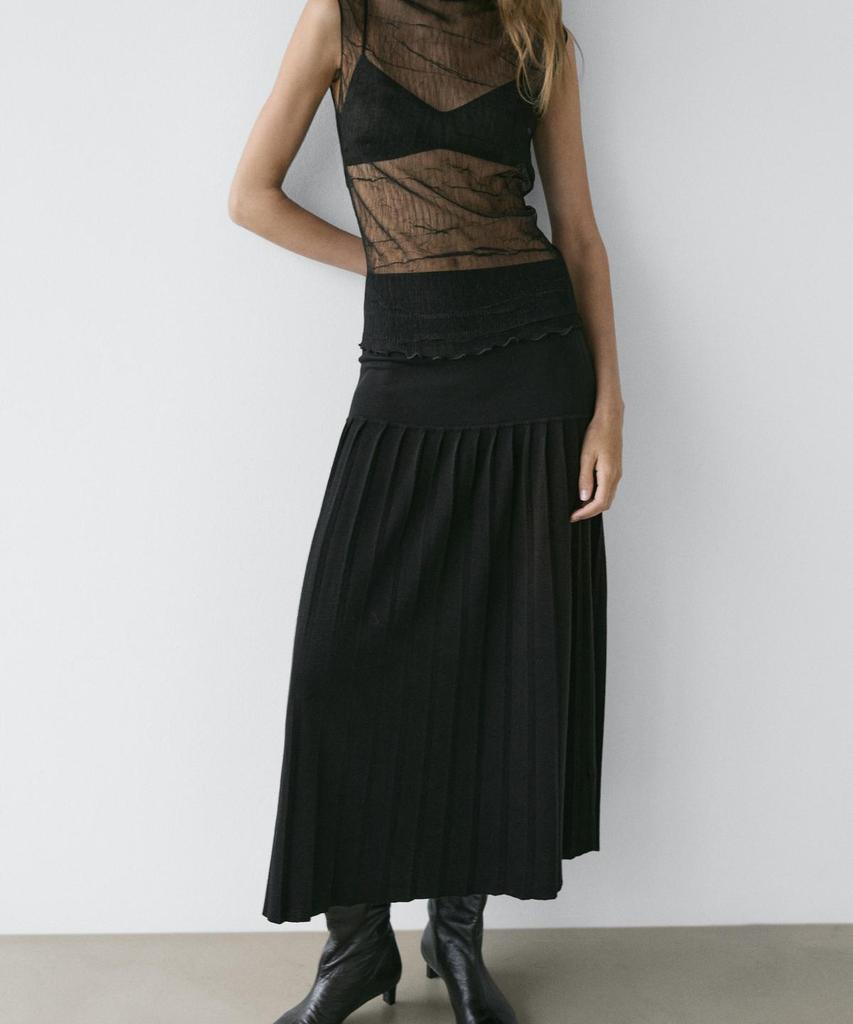 Masimodutti Box Pleated Semi-Long Skirt