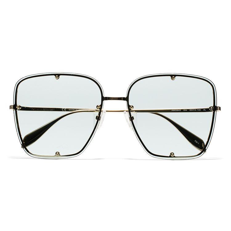 Alexander Mcqueen Nieten Square Gradient Grün Linse Punk Kultur Sonnenbrille Damen Sonnenbrille AM0364S-004-63
