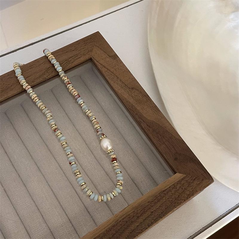 2026 Luxury Raw Stone & Pearl Beaded Dopamine Necklace for Women